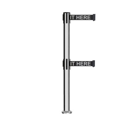 MONTOUR LINE Stanchion Dual Belt Barrier Fixed Base Pol.Steel Post 7.5ftWait..Belt MX630DF-PS-PLEAWBW-75